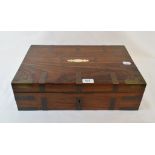 An Anglo Indian bone and brass inlaid box, with fitted interior, 50 cm wide