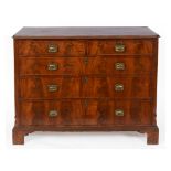 A 19th century mahogany chest, of two short and three graduated long drawers, on bracket feet, 124