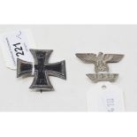 A German Iron Cross, the bar stamped 950, and a Third Reich First Class Bar (2)