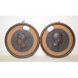 A pair of 19th century Bois Durci plaques, of Victoria and Albert, 11 cm diameter (2)