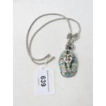 A silver and opal Egyptian mask pendant, on a silver chain Report by NG Modern