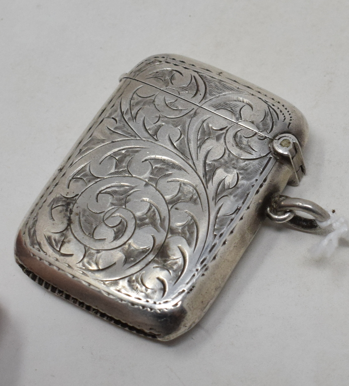 A silver vesta case, inset a compass, Birmingham 1919 - Image 2 of 2