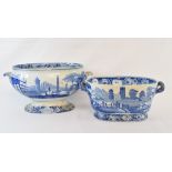 A 19th century blue and white tureen, transfer printed the Village Church pattern, 13.5 cm high, and