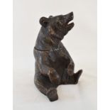 A black forest style carved wood box, in the form of a bear, 21 cm high