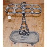An eight division cast metal stick stand, 44 cm