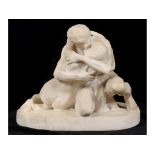 A carved marble group, after Steffen Sinding, Nennesker, Two Mortals, signed See illustration Report