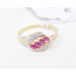 A 9ct gold, ruby and diamond ring, approx. ring size P Report by NG Modern