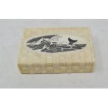 A bone box, decorated a whaling scene, 9.5 cm wide