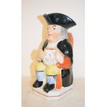 A Staffordshire pottery Toby jug, glue repaired, 23.5 cm high, other ceramics, glass and items (5