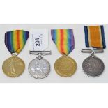 A British War Medal and Victory Medal, awarded to 30217 Pte R J Foot O Bucks LI, and another pair,