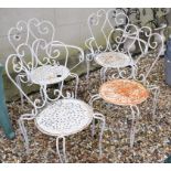 A set of four metal garden dining chairs (2+2)
