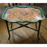 A Japanese lacquer work occasional table, 43 cm diameter, an invalids table, a mahogany occasional