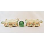 A pair of Continental porcelain stands, with painted and gilt decoration, a Victorian dump