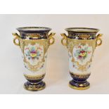 A pair of Noritake vases, with gilt and floral decoration, 20 cm high (2) Report by NG Some