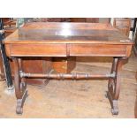 A Victorian oak hall table, with two frieze drawers and pierced end supports, 106 cm wide