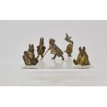 Five late 19th/early 20th century Austrian cold painted bronze Beatrix Potter figures, including