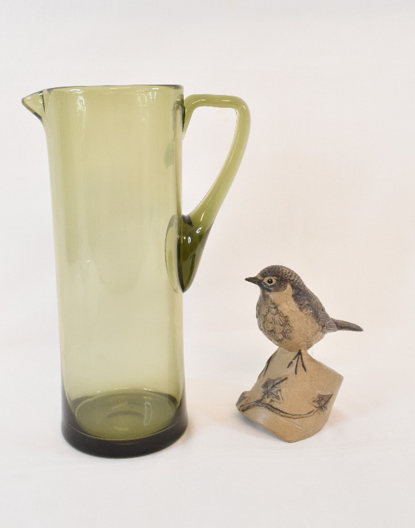 A Whitefriars glass lemonade jug, a Poole pottery bird, other ceramics, a canteen of cutlery,