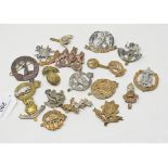 Twenty regimental cap badges