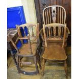 A Windsor style armchair and three others (4)