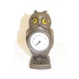 A novelty owl timepiece, 17 cm high