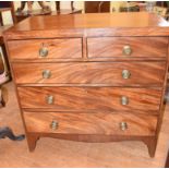 A mahogany chest, of two short and three long drawers, on bracket feet, 91 cm wide Report by GH