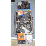 A large assortment of cameras, lenses, tripods and accessories (8 boxes)