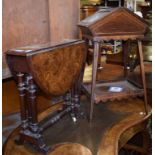 A late Victorian inlaid rosewood work table, with bevelled glass panels, 42 cm wide, and a small