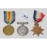 A 1914-15 trio, awarded to 1423 Pte JH Long N Som Yeo