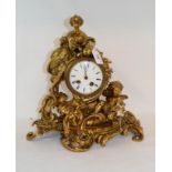 A French gilt bronze mantel clock, the enamel dial with Roman numerals signed Platnauer Fres A