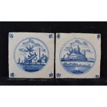 A quantity of Delft tiles, decorated buildings and landscapes (26)