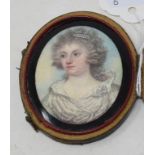 English school, 18th/19th century, a bust portrait miniature of a girl, watercolour, 5 x 4 cm