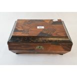 A table top chest, with marquetry decoration, 29.5 cm wide, another, a box and an inlaid tray (4)