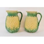 A pair of pottery jugs, in the form of pineapples, 21 cm high, a Meissen part dinner service, the