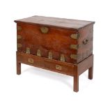 An Indo-Portuguese chest, with brass mounts, on a later stand, 101 cm wide See illustration