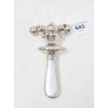 A novelty silver baby's rattle, in the form of a jester