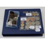 Assorted shillings, and other coins, in an album and loose