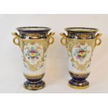 A pair of Noritake vases, with gilt and floral decoration, 20 cm high (2) Report by NG Some