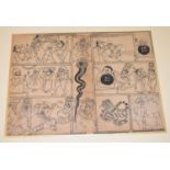 A set of twelve Indian Bundi drawings, each 28.5 x 44.5 cm (unframed) (12)