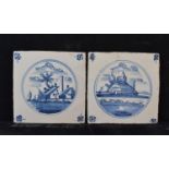 A quantity of Delft tiles, decorated buildings and landscapes (26)