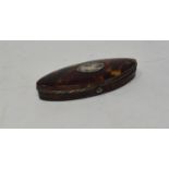 A tortoiseshell toothpick box, of navette form, lacks mirror, 9.5 cm wide