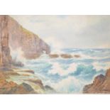 H H Bingley, Atlantic Breakers, Droskyn Point Perranporth, Cornwall, watercolour, signed,