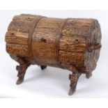 An unusual early 20th century Black Forest carved wood box, in the form of a bunch of logs