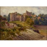 George Hodgson, Chepstow Castle, watercolour, signed, inscribed and dated 1912, 54.5 x 76 cm, and