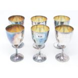 A set of six silver plated wine goblets, 15.5 cm high (6)