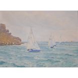 Phillip Fooks, racing yachts, oil on canvas, signed and dated July 1988, 29 x 39 cm, and three