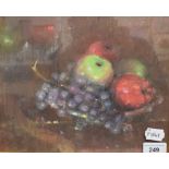 Sybil Gardner, a still life of grapes and apples, pastel, 22 x 27.5 cm