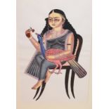 A set of seven Indian Kalight gouache paintings, of Indian figures, 44 x 29 cm (7) Report by GH