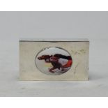 A silver matchbox holder, later applied a plaque decorated dogs racing Report by RB Modern