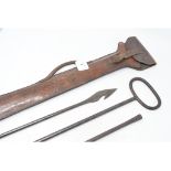 A steel hay tester, in a leather case, 66 cm