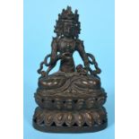 A Nepalese bronze figure, Tara, on a pierced double lotus throne, 12 cm high See illustration